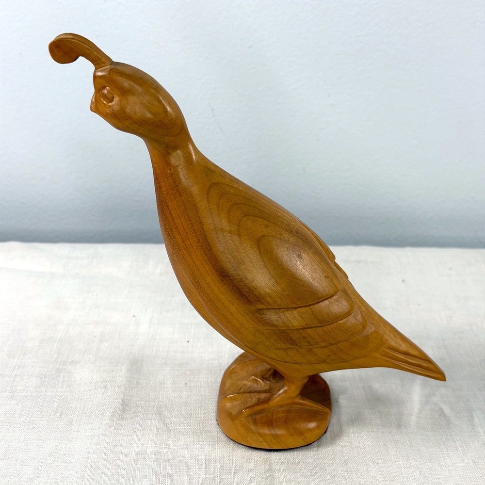 Vintage House of Myrtlewood Hand Carved Quail Figurine Coos Bay Oregon